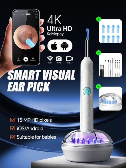 2025 Upgraded Visual Ear Wax Cleaner with Camera – Safe Earwax Removal Endoscope Tool with 5MP HD for Ear Care