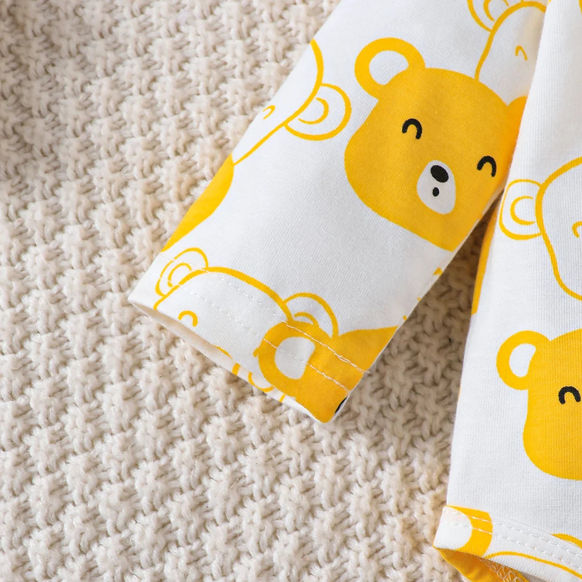 0-9 Months Baby Boy Set – Little Bear Long Sleeve Bodysuit, Pants, Hat & Socks for Spring & Autumn Newborns