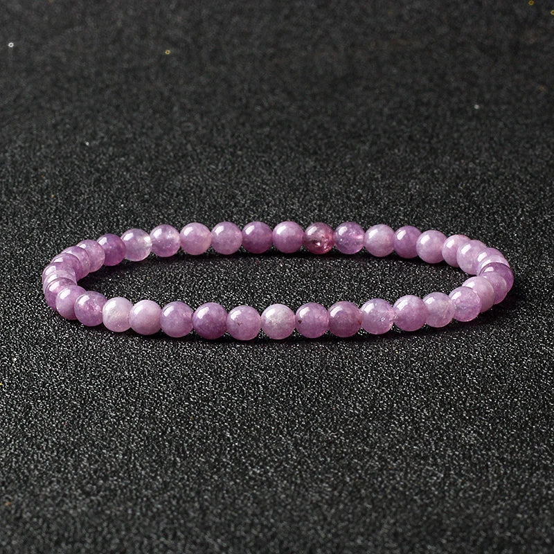 4mm Natural Stone Bead Stretch Bracelet for Men & Women – Agate Lava Handmade Reiki Crystal Jewelry