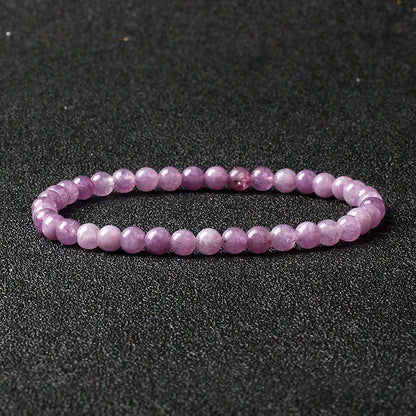 4mm Natural Stone Bead Stretch Bracelet for Men & Women – Agate Lava Handmade Reiki Crystal Jewelry