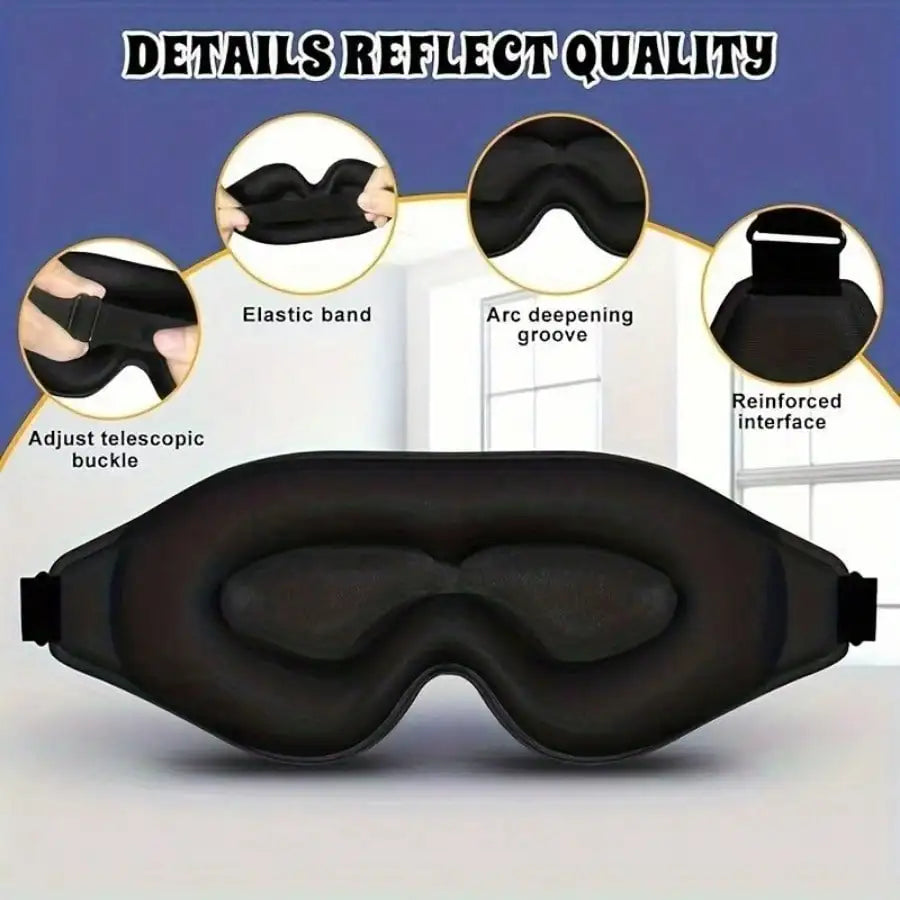 3D Contour Sleep Mask 100% Blackout – Adjustable Soft Breathable Eye Mask for Side Sleepers, Travel & Night Shift Deep Sleep