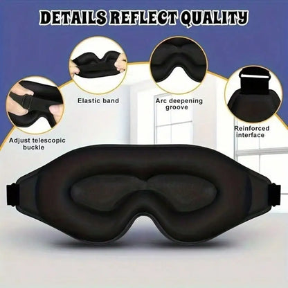 3D Contour Sleep Mask 100% Blackout – Adjustable Soft Breathable Eye Mask for Side Sleepers, Travel & Night Shift Deep Sleep