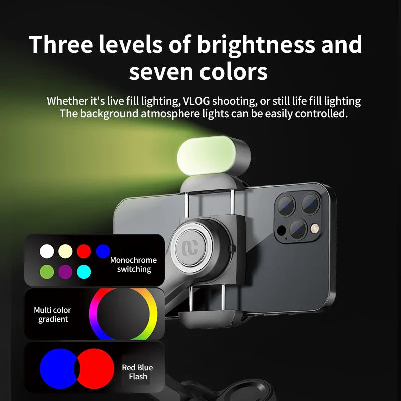 AOCHUAN 3-Axis Handheld Gimbal — Smartphone Stabilizer with Fill Light for iPhone & Android