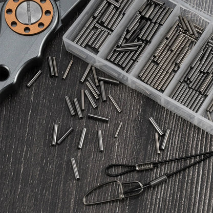 50-200pcs Brass Fishing Wire Tubes – Single & Double Barrel Crimp Sleeves, Line Connectors & Fishing Accessories