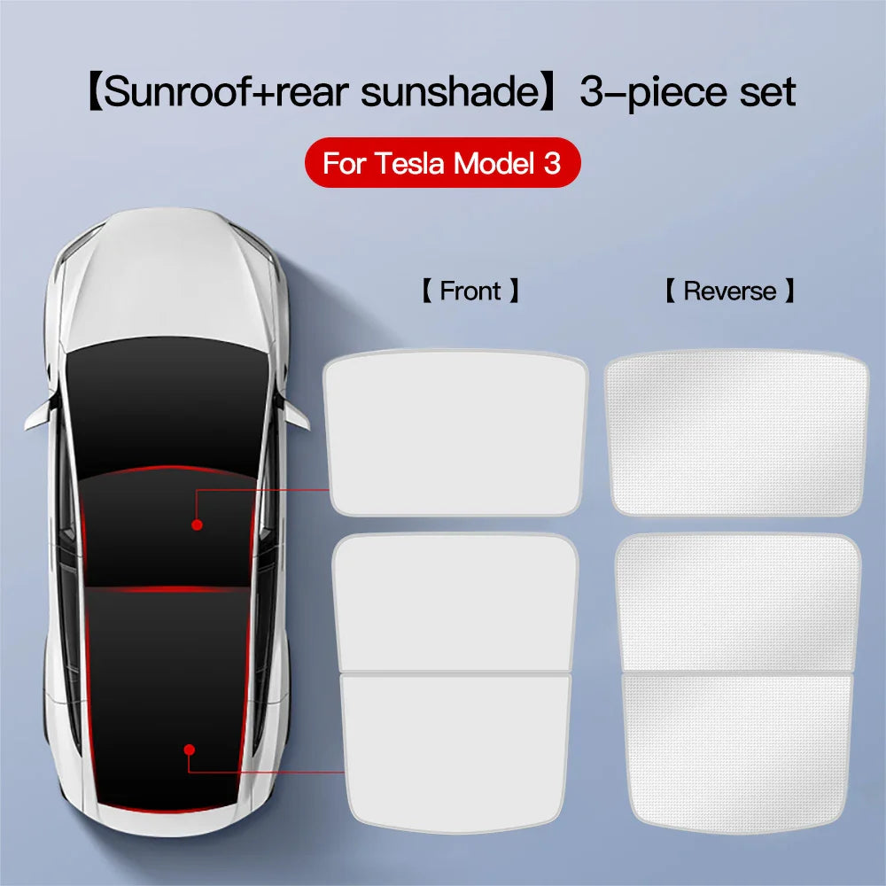 YZ Sun Visor Upgrade for Tesla Model 3 & Y Highland 2021-2024 – Ice Cloth Buckle Sunshade for Glass Roof & Skylight