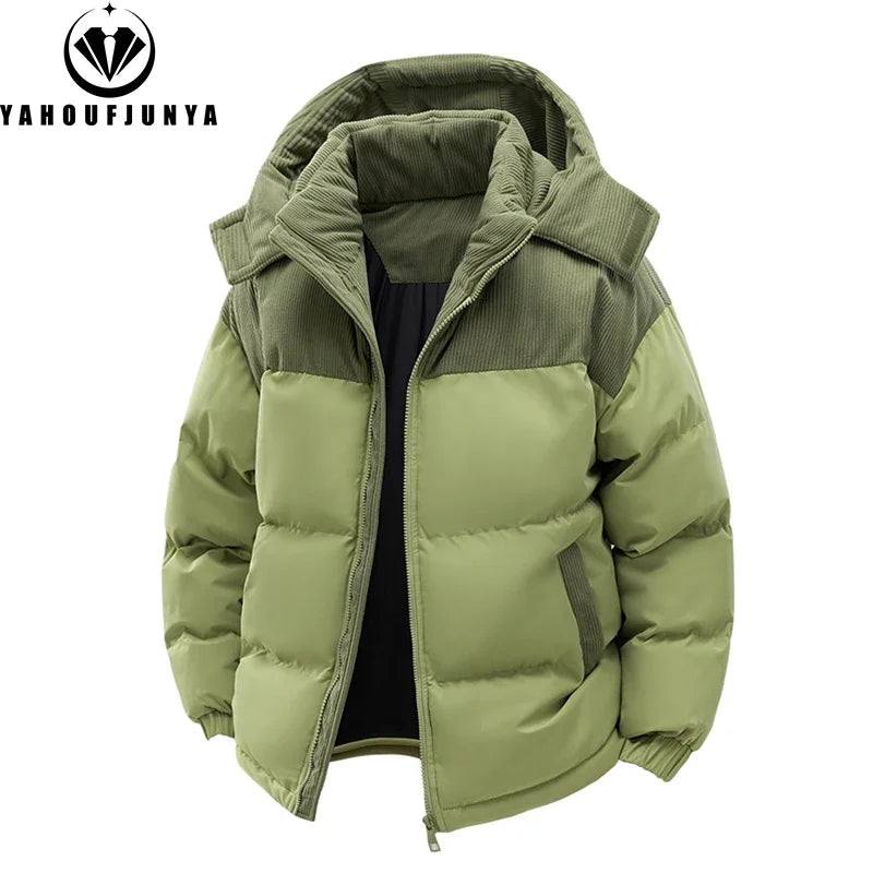 Men’s Autumn Winter Outdoor Jacket – Removable Hooded Windbreaker Parka, Warm Casual Solid Coat