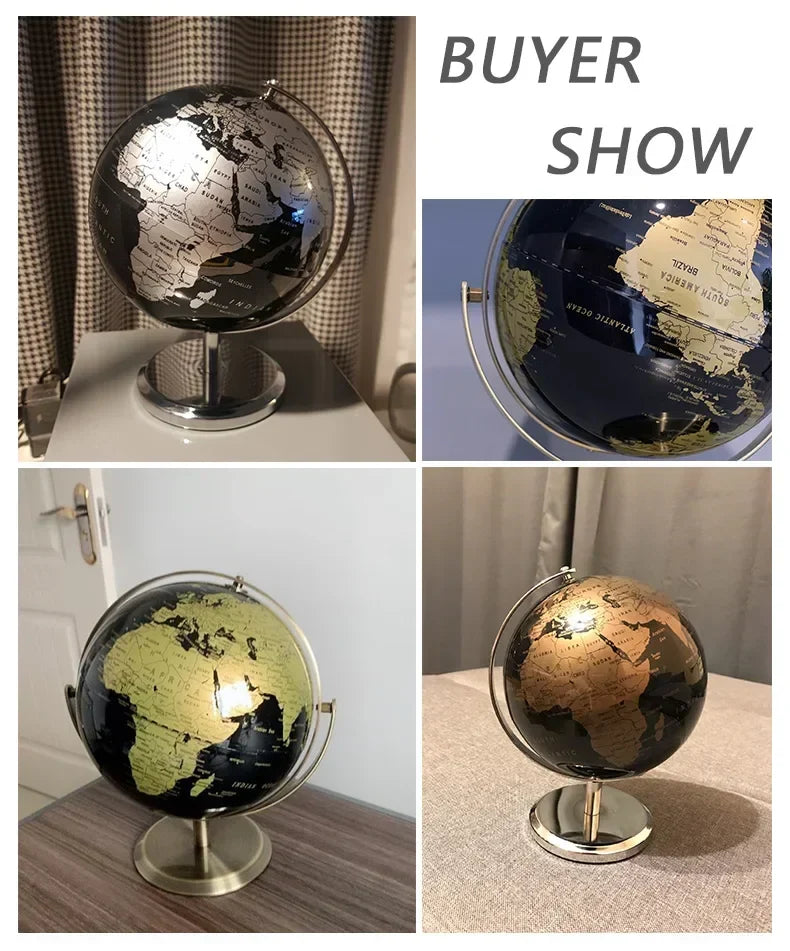 Rotating World Globe with Metal Base – Educational Geography Globe for Children, Classroom Learning Stand
