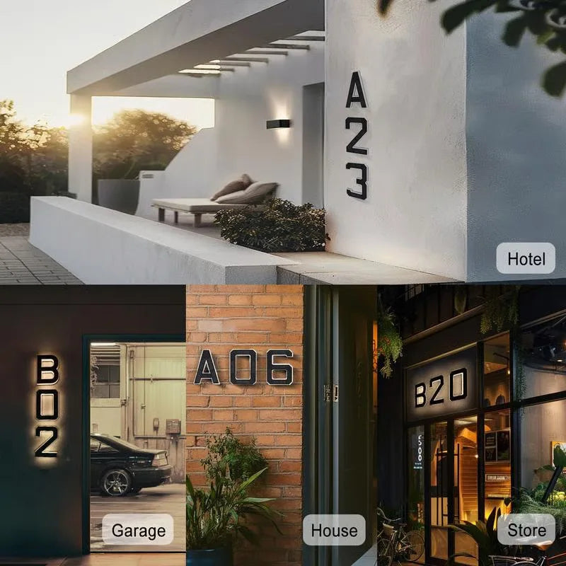 Custom Solar LED House Numbers - Waterproof Luminous Address Sign for Outdoor Wall & Door Decor