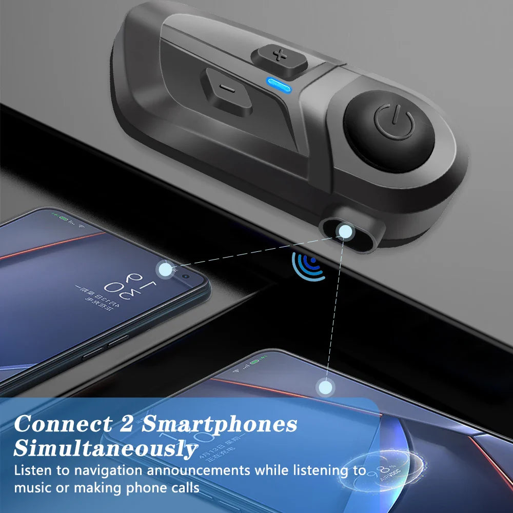 Bluetooth 5.3 Wireless Motorcycle Helmet Headset - Waterproof Earphone with Hands-Free Call & Music Player for Moto Helmet