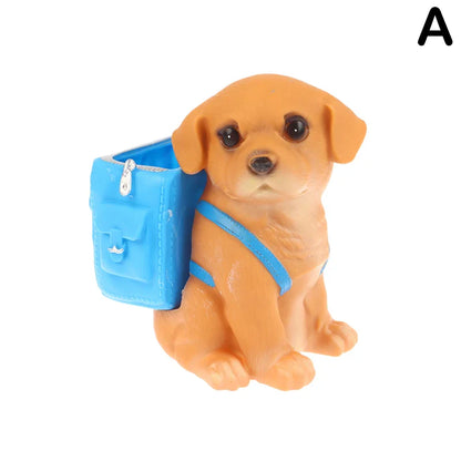 Creative Dog Desk Pencil Holder – Resin German Shepherd Pen Storage Sculpture, Office Desk Ornament & Utensil Rack