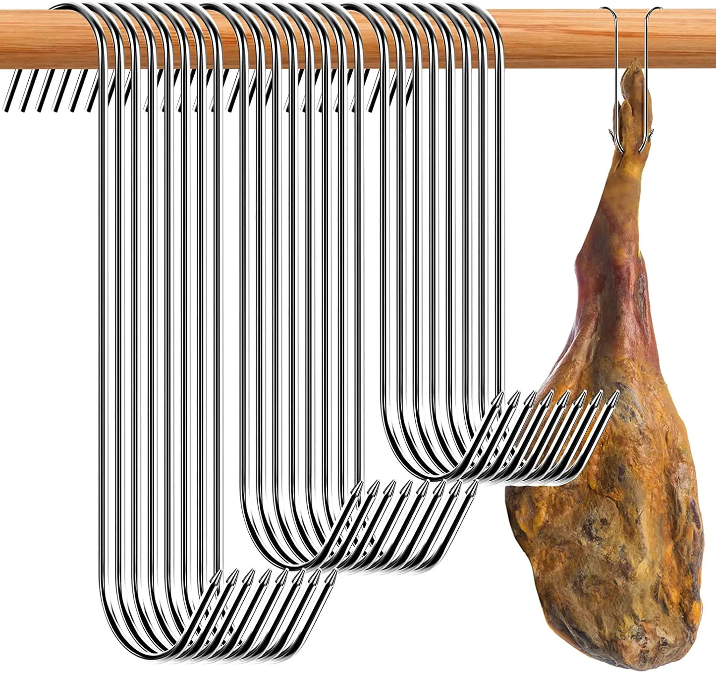 Premium Stainless Steel S Hook for Smoking, Butchering, and BBQ - Ideal for Chicken, Pork, Sausage, and Bacon