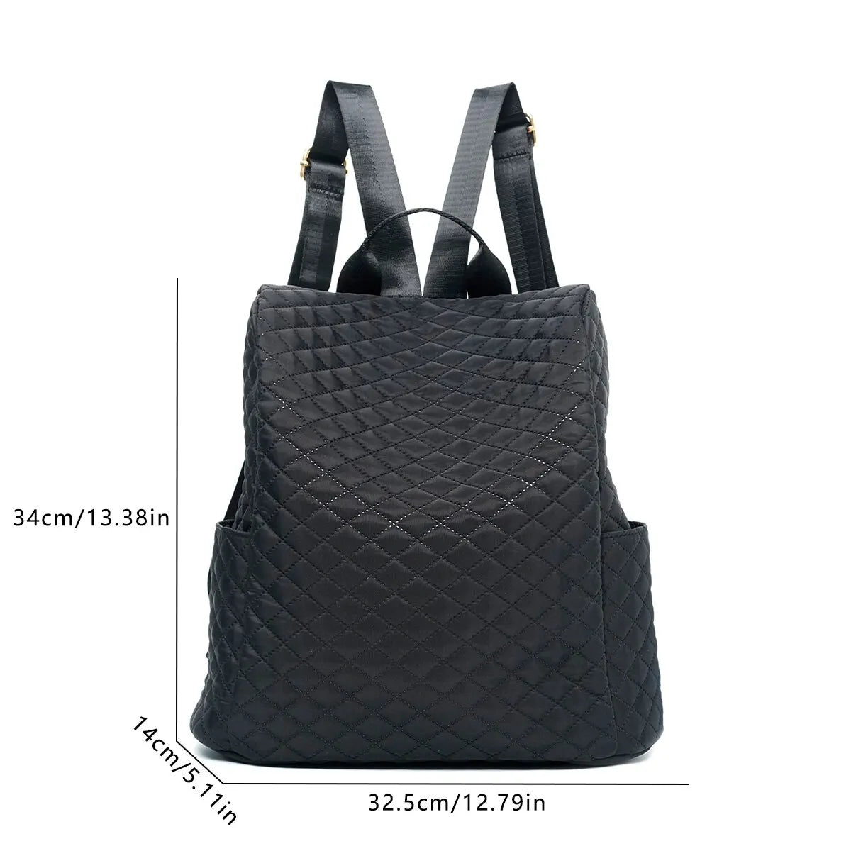 Women's Black Quilted Backpack - Waterproof, Durable Fashion Backpack with Anti-Theft Design