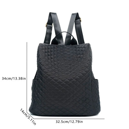Women's Black Quilted Backpack - Waterproof, Durable Fashion Backpack with Anti-Theft Design