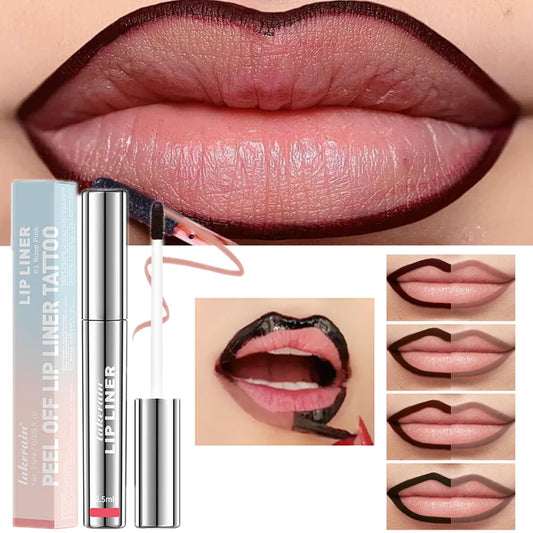 Waterproof Peel-Off Lip Liner & Tattoo Lip Gloss – Long-Lasting Matte Lip Tint & Brown Contour Lip Stain