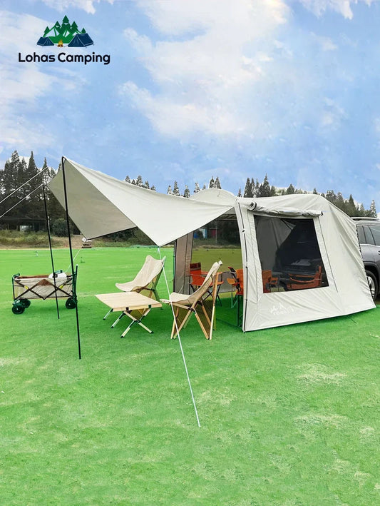 Lohascamping Car Box Docking Tent – Portable Waterproof SUV Tail Tent for 3-4 People, Large Dome Sunshade Tunnel Style Tent