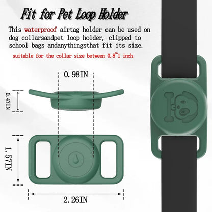 2-Pack AirTag Dog Collar Holders — Waterproof Silicone Hidden Loop Anti-Lost Tracker Accessory