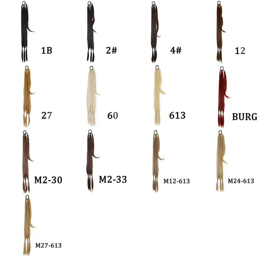 DIY Synthetic Ponytail Extensions : High-Temperature Fiber Hair Rope for Women's Boxing Braids - Black/Brown Ponytail