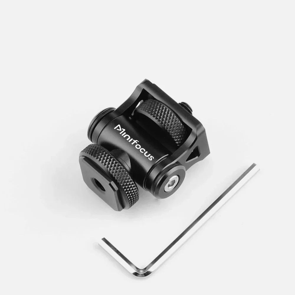 Minifocus Monitor Holder Cold Shoe Mount for Camera, 180° Tilt Adjustable Bracket for Field Monitors, Microphone, Hot Shoe