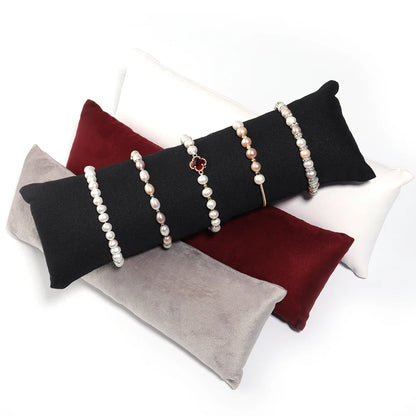 Velvet PU Leather Jewelry Pillow Stand – Organizer for Bracelets, Bangles, Anklets & Watches, Display & Photography Prop