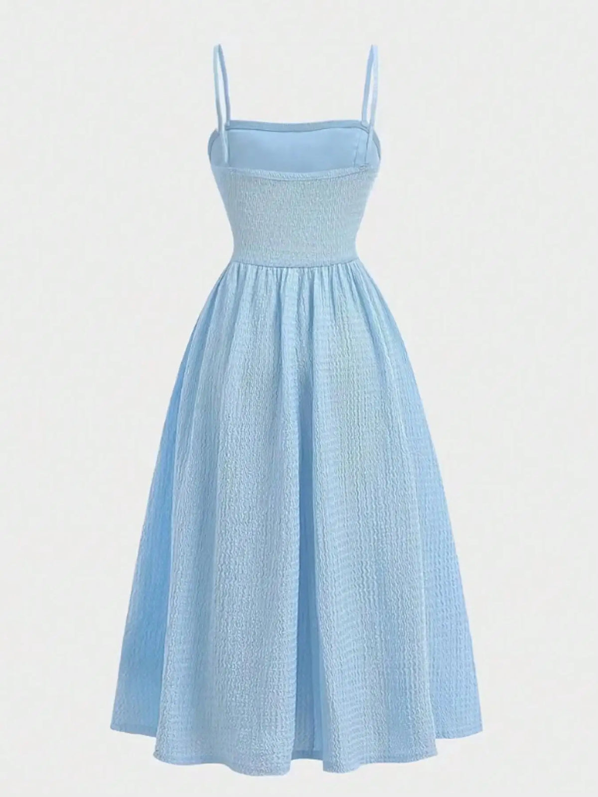 Youth Girls Midi Dress - Light Blue Square Neck Ruched Cami Summer Dress