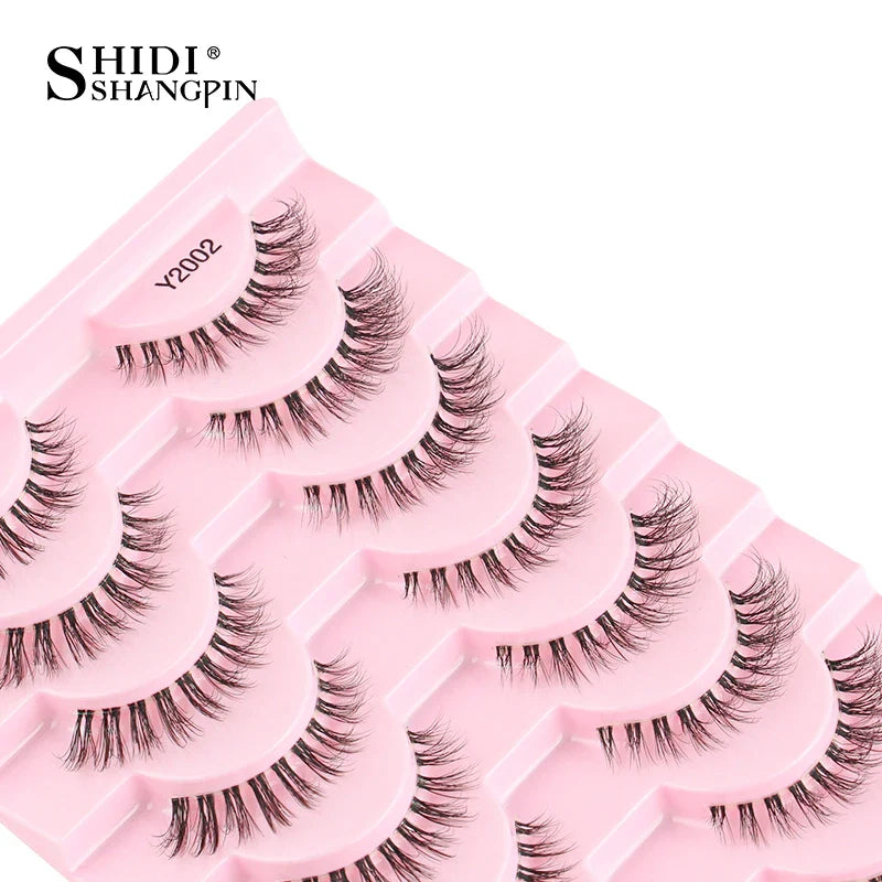 SHIDISHANGPIN 5/10 Pairs Cat Eye False Lashes – 3D Mink Half Lashes, Eyelash Extensions for Natural Makeup, Faux Cils Maquiagem
