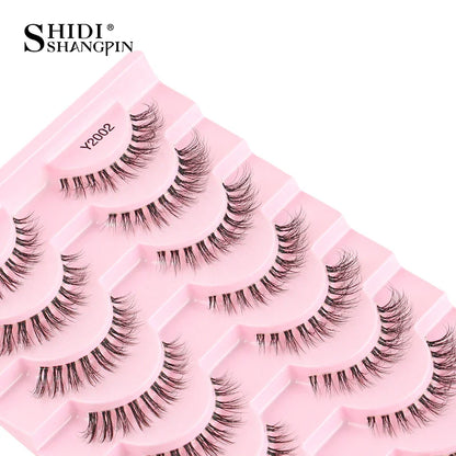 SHIDISHANGPIN 5/10 Pairs Cat Eye False Lashes – 3D Mink Half Lashes, Eyelash Extensions for Natural Makeup, Faux Cils Maquiagem