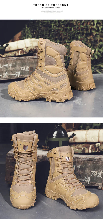 Special Forces Desert Combat Boots - Men's Tall Wear-Resistant Tactical, Waterproof Training & Outdoor Mountaineering Sports Boots