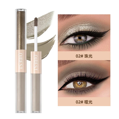 QIBEST Double-Head Glitter Liquid Eyeshadow – Contour Blush, Shimmer & Matte Pigment for Natural Cheek & Eye Makeup