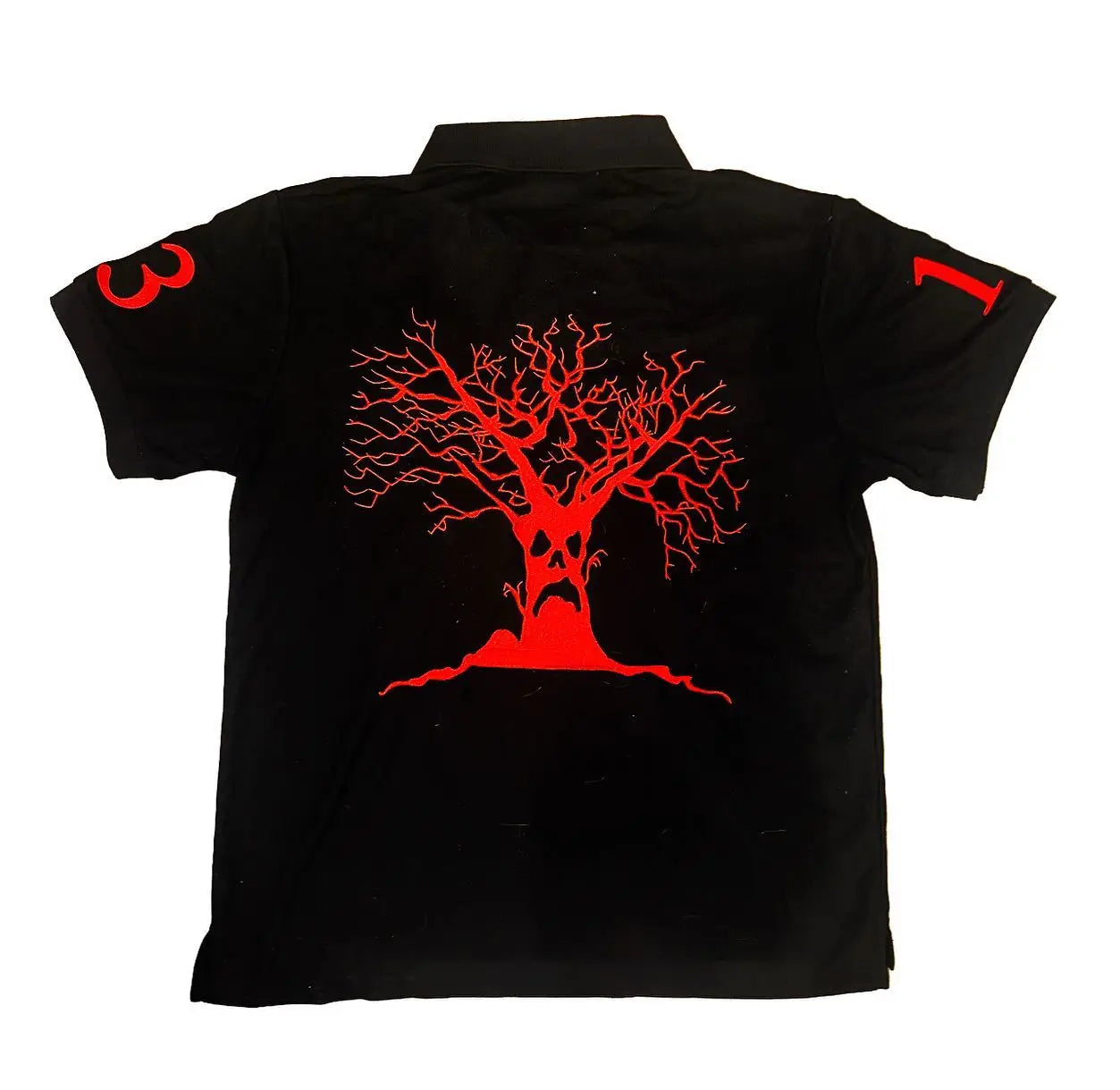 Haunted Mound Polo Shirt - Retro Y2K Streetwear Cotton Embroidered Short Sleeve Casual Top for Men