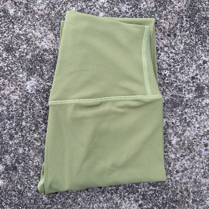High Waist Women's Yoga Leggings - Solid Color Cropped Gym & Training Pants with Back Pocket