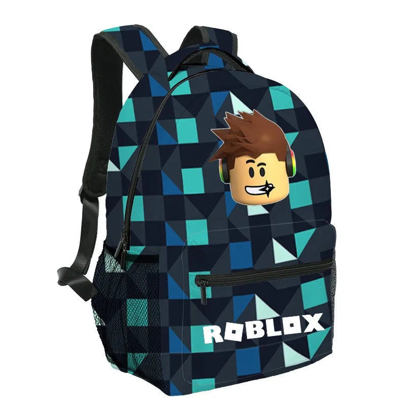 3pcs Roblox Cartoon Print Bag Set – School Backpack, Lunch Bag & Pencil Case for Students, Birthday Gift Set