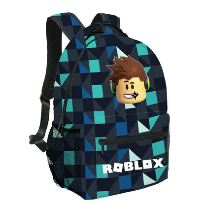 3pcs Roblox Cartoon Print Bag Set – School Backpack, Lunch Bag & Pencil Case for Students, Birthday Gift Set