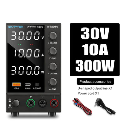 Wanptek Adjustable DC Bench Power Supply 30V 10A – Variable Lab Voltage Regulator 60V/5A & 120V/3A Precision Power Supply