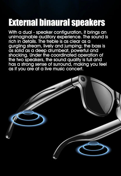 AI Smart Glasses with Camera — Bluetooth Calls, Voice Assistant, Navigation, Waterproof Smart Sports Wearable