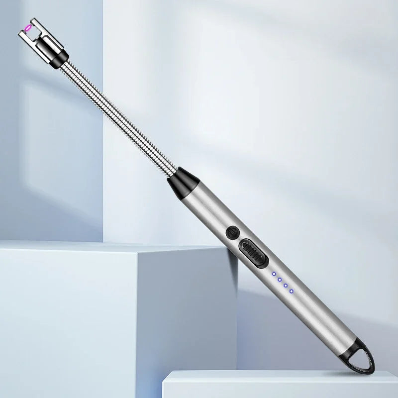Type-C Rechargeable 360° Curved Windproof Plasma Lighter – Flameless USB BBQ & Kitchen Candle Ignition Electric Arc Lighter
