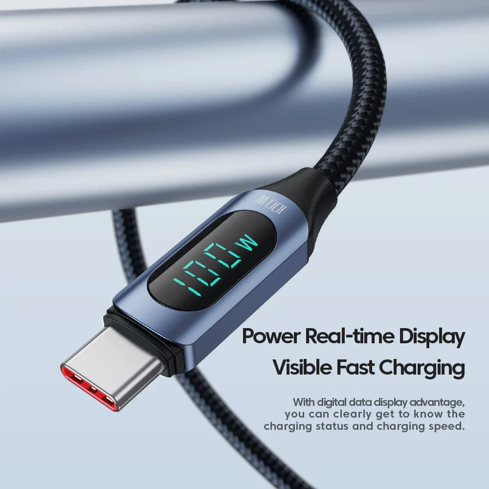 Toocki Type-C to Type-C Cable – 100W PD Fast Charging & Display Cable for Xiaomi POCO F3, Realme, MacBook, iPad