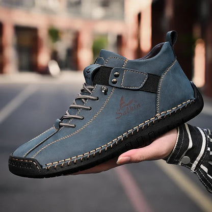 2024 Handmade Leather Casual Men’s Shoes - Breathable Sneakers & Ankle Boots for Outdoor Wear