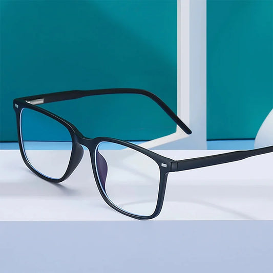 2024 Trending TR90 Blue Light Blocking Glasses – Matte Black Gaming Eyewear for Men & Women, Transparent Fashion Frame
