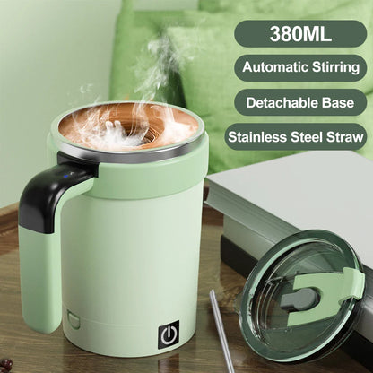 Automatic Rechargeable Electric Coffee Cup Stirrer – Stainless Steel Magnetic Self-Stirring Mug with Detachable Base
