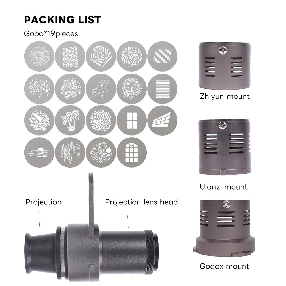 Mini Snoot Projection Attachment – Compatible with Zhiyun, Ulanzi, & Godox Mounts
