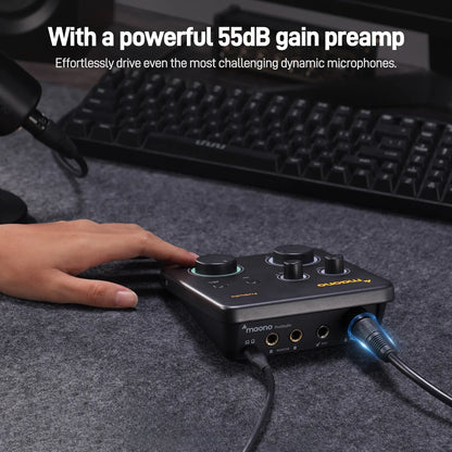 MAONO USB Audio Interface for PC – XLR Input, 24-bit/192kHz, LOOPBACK & ASIO Software for Music Recording, Guitar, DAW (PS22 Lite)