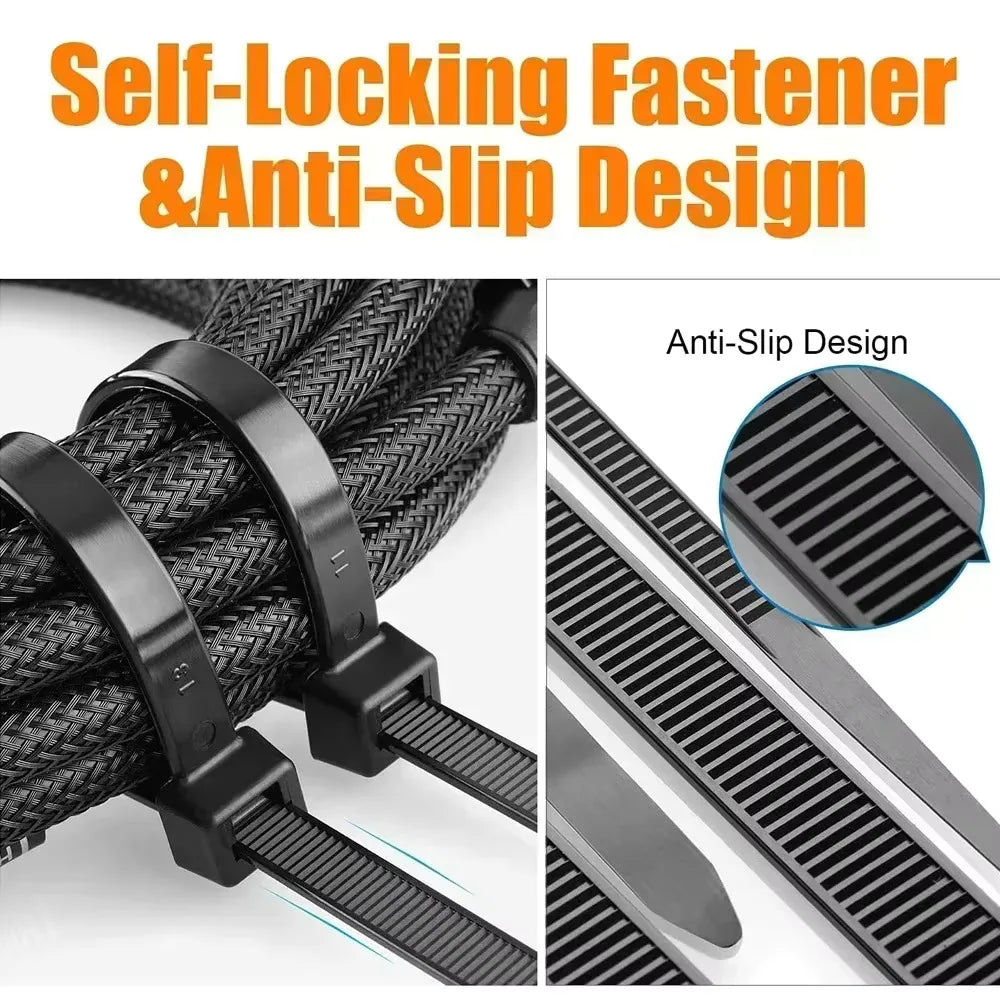 100PCS Nylon Cable Ties - Self-Locking Adjustable Wire Zip Ties for Home Office Cable Management