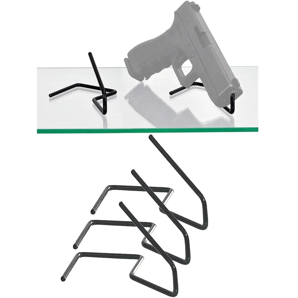 3 Pack Pistol Gun Rack - Space Saving Handgun Display Stand Holder for .22 Caliber and Larger Pistols