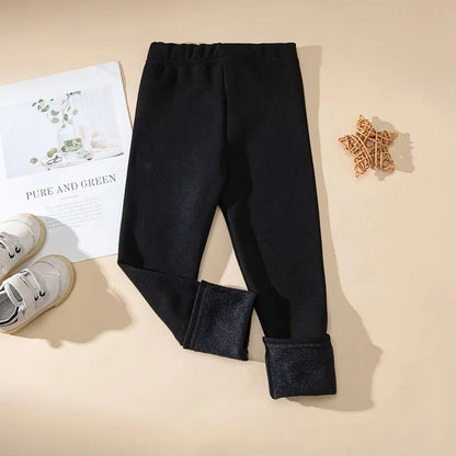 Winter Girls’ Fleece-Lined Thickened Trousers – Slim-Fit, Elastic Candy-Colored Pants to Keep Your Princess Cozy