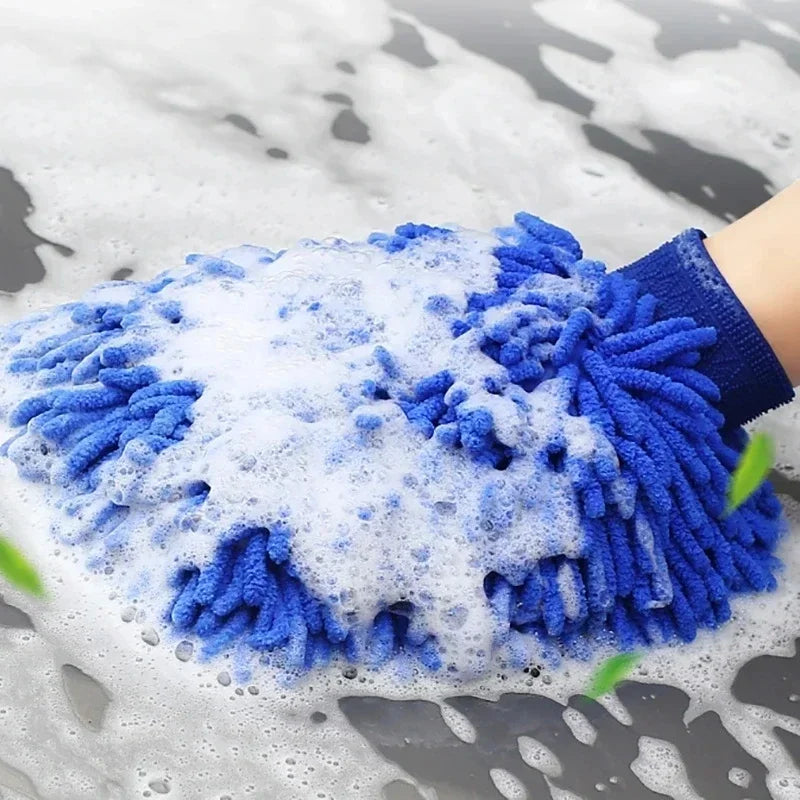 1/5pcs Microfiber Car Wash Gloves — Ultra-Absorbent, Scratch-Free Auto Cleaning Sponge Tool