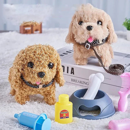Electronic Walking Pet Dog Toy - Interactive Plush Puppy, Vibrating Automatic Moving Toy for Kids & Babies