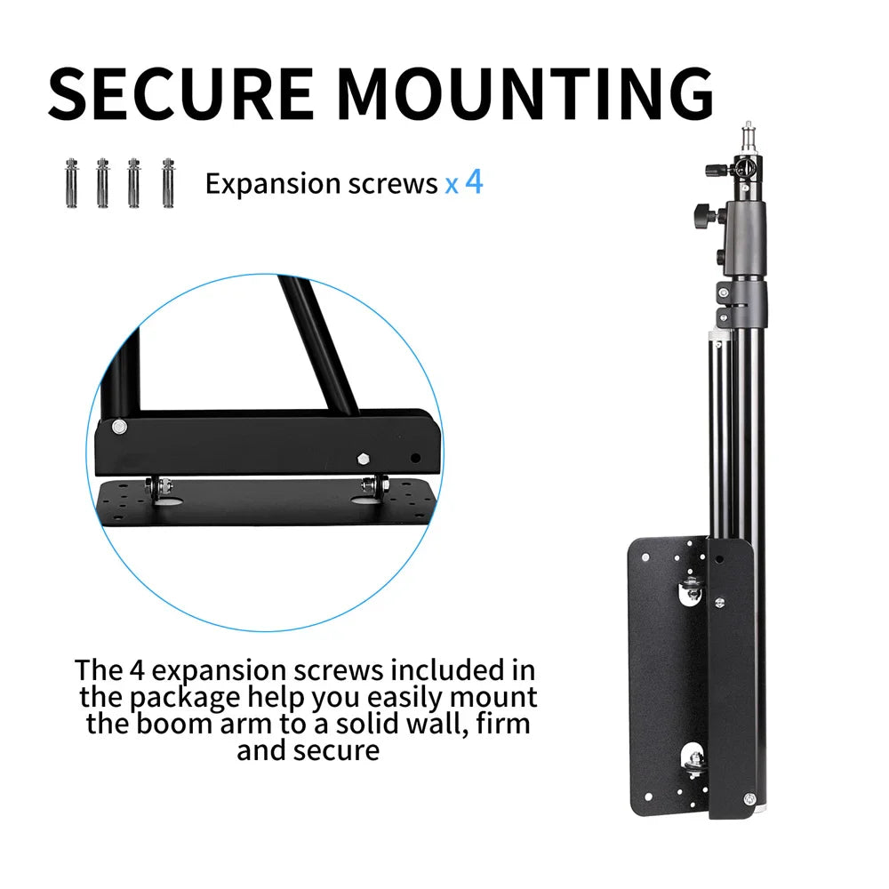 170cm Heavy Wall Mount Boom Arm – Projector Bracket for Photography Studio, Softbox, Video Strobe & Ring Lights
