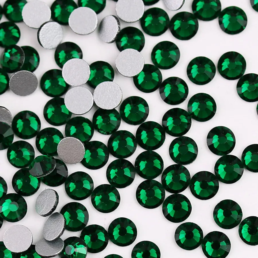 Glass Crystal Flatback Rhinestones Set SS6–SS30 – Non-Hotfix Round Glue-On Gems for Nail Art, DIY Crafts & Jewelry Decoration