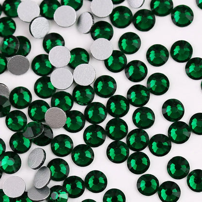 Glass Crystal Flatback Rhinestones Set SS6–SS30 – Non-Hotfix Round Glue-On Gems for Nail Art, DIY Crafts & Jewelry Decoration