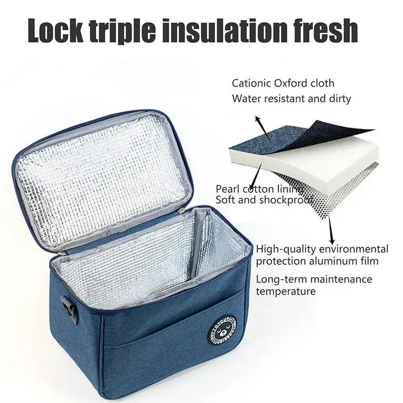 Insulated Lunch Box – Portable Cooler Bag for Travel, Camping and Picnic, Thermal Case with Strap for Men, Women and Kids